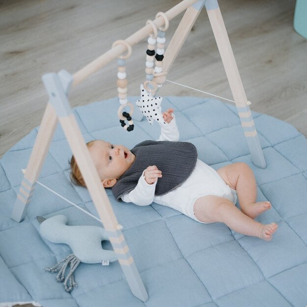 Wooden Baby Play Gym GREY with Side Rope