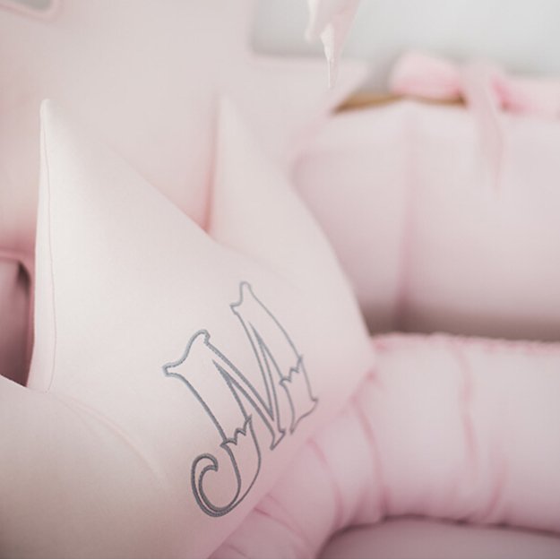 Pink personalised crown pillow with custom letter 
