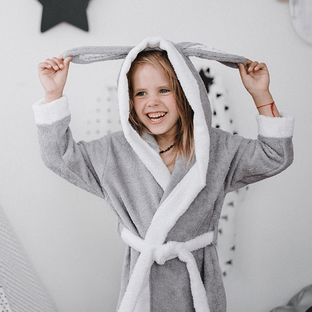 Nordic bunny bathrobe for kids