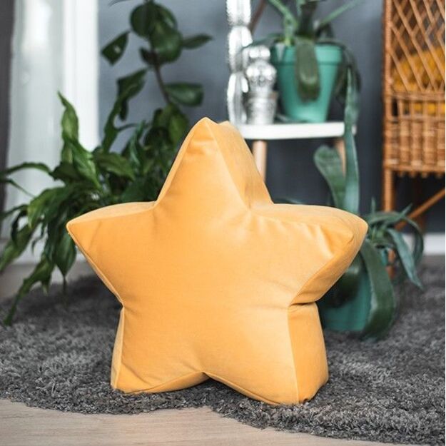 Mustard Velvet Star Bean Bag Chair