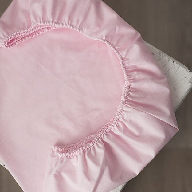 Pink Plain Cotton Crib Sheet
