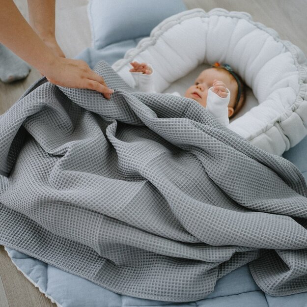 Grey Cotton Baby Swaddle Blanket