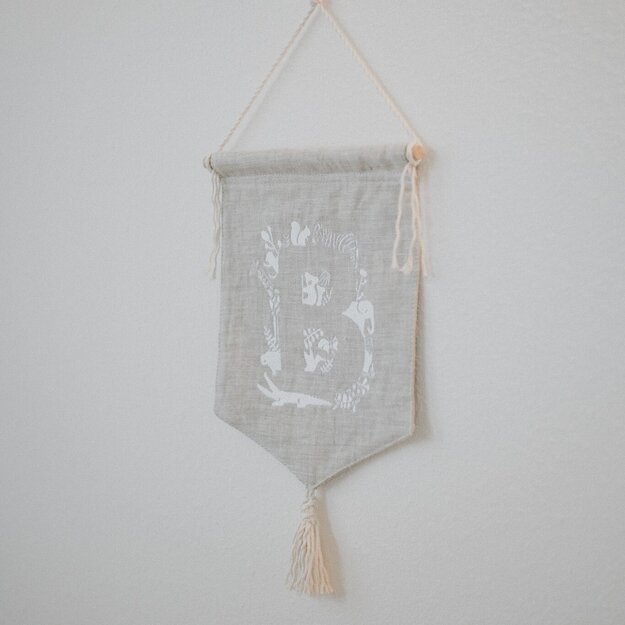 Personalized Natural Linen Pennant Banner 